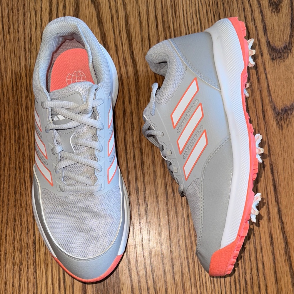 adidas Womens Tech Response 3.0 Golf Shoes - Grey/White/Coral Fusion 6.5